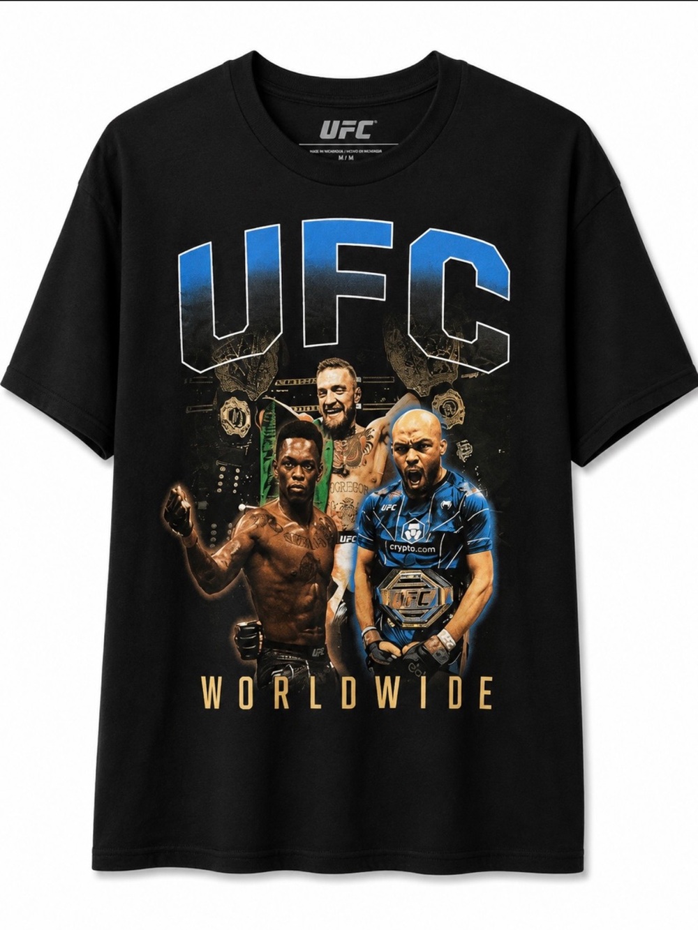 UFC Black Tee with Blue and Gold Graphic Big and Tall